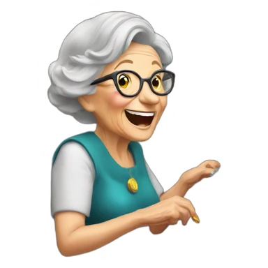 Old lady winning on a slot machine sticker