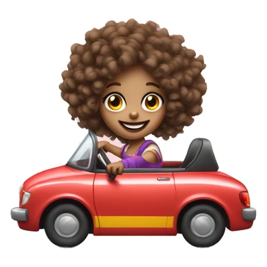 girl clown curly hair driving car sticker