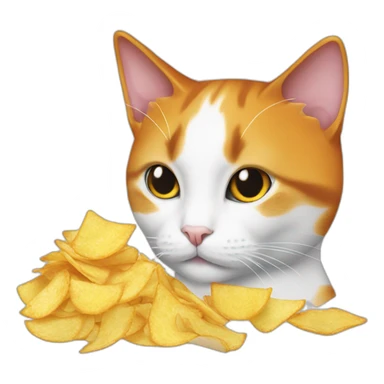 Orange and white tuxedo cat eating a bag of chips sticker