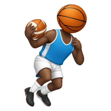 Un basketeur qui joue au basket avec un ballon de rugby  sticker