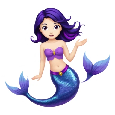 Mermaid with black hair and purple tail  sticker