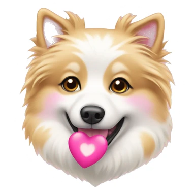White and blonde spots spitz in a pink heart sticker