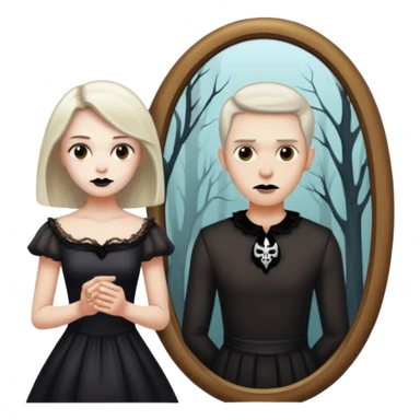 Spooky Man  in mirror behind woman sticker