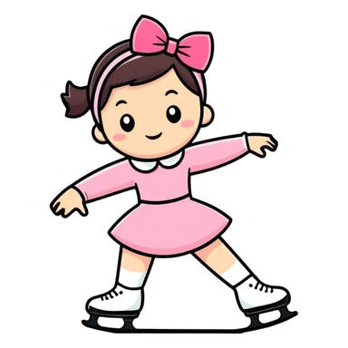 Figure skating with a pink bow sticker