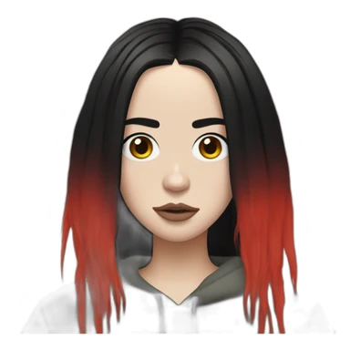 Billie Eilish with red roots and black hair sticker