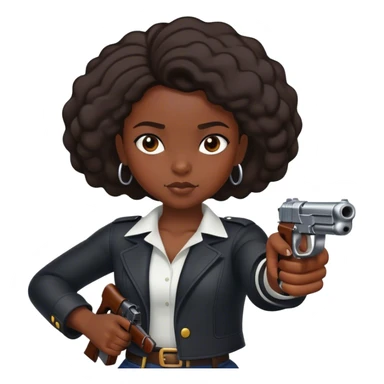 black girl pointing a gun sticker