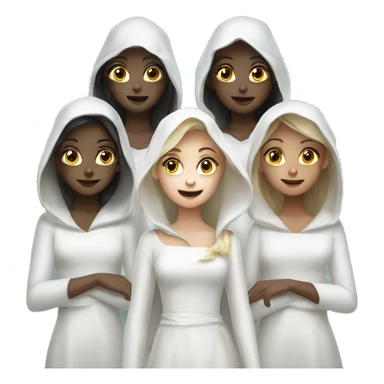 6 Caucasian girls in ghost costumes sticker