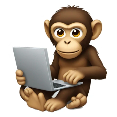 A monkey sitting at his computer sticker