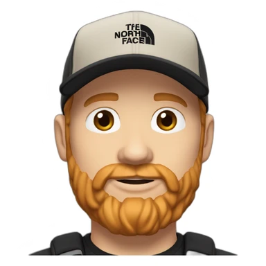 35 years old man with black the north face cap a tshirt little ginger beard and dark blond short hair sticker