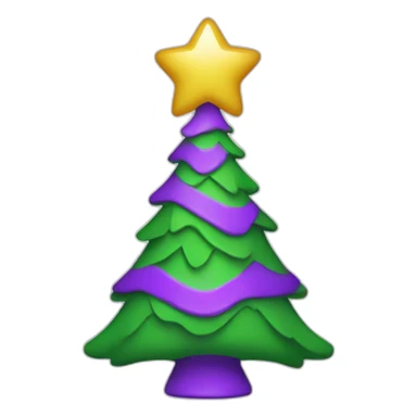 Purple and green Xmas tree toy sticker