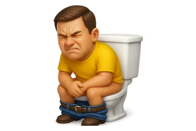 emoji stile iphone che riguarda l'argomento "stipsi/andrò al bagno oggi?", iperrealistico 4k sticker