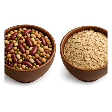 BOWL DI LEGUMI INSIEME A BOWL DI FIOCCHI DI AVENA,  iperrealistico 4k sticker