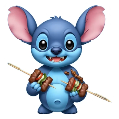Stitch eating meta on skewers sticker