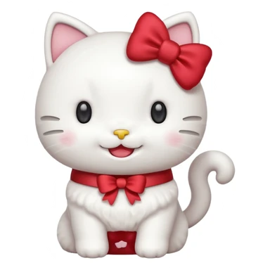 Hello Kitty character laughing, cute, simple, white cat with a red bow, joyful expression sticker