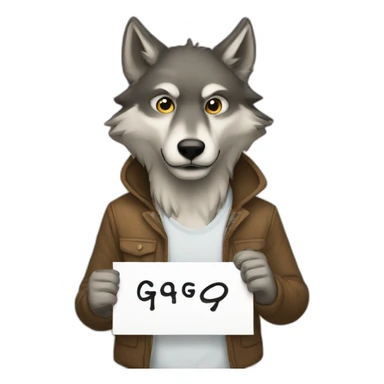 wolf holding a sign where he wrote GG sticker