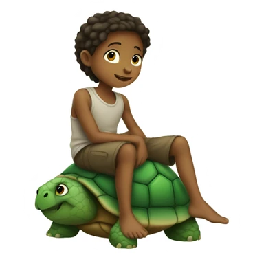 Kid sitting on a turtle sticker