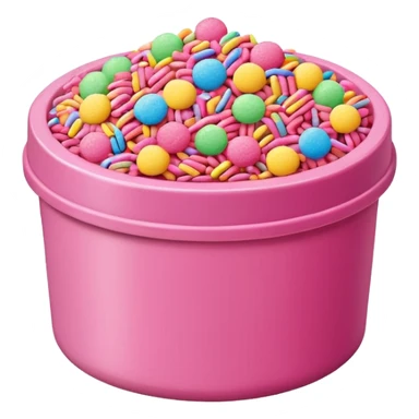 container of pink sprinkles with rainbow shaped sprinkles sticker