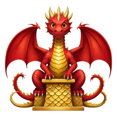 Create a poster Dragon sitting on a throne while people are watching him from below  sticker