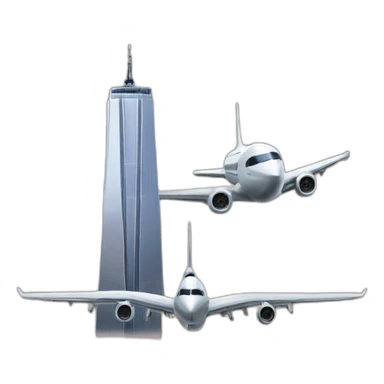 Twin towers with a plane sticker
