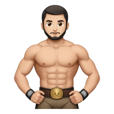 Islam makchacev with his belt sticker