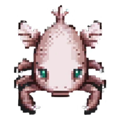 brown Minecraft axolotl, authentic blocky style and proportions, pixel art sticker