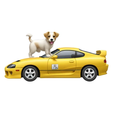 Toyota supra mk4 con un perro de conductor sticker