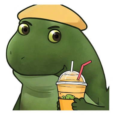 A turtle drinking boba sticker