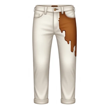 white pants with brown stain near back pockets sticker