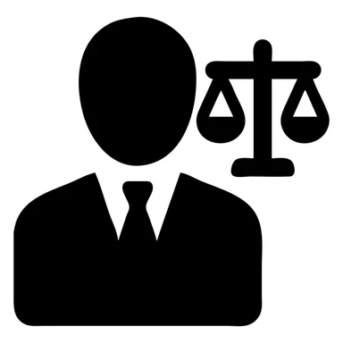 legal expert icon, person with scales of justice sticker