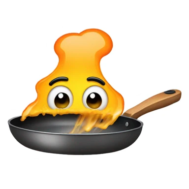 Crying face emoji with a frying pan as a hat sticker