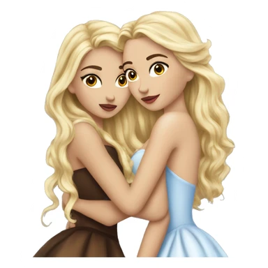 2 women princesses couple blonde deep kiss sticker
