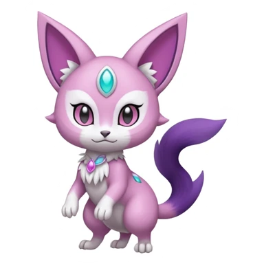 Smooth Soft Dark Pastel Meloetta-Purrloin-Gatomon-Trico-Pokémon-Digimon-Fakémon-fusion-hybrid-creature sticker