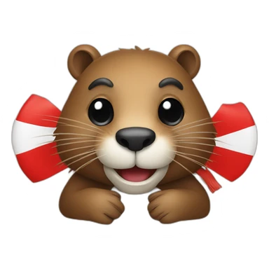 a beaver wrapped in a polish flag sticker