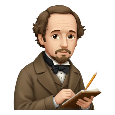 Charles Dickens writing near the seashore sticker