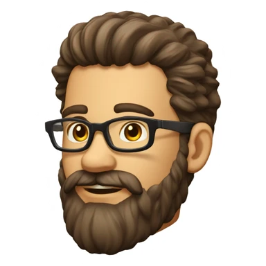 Homme Cheveux mi-long brun lunette barbe courte sticker