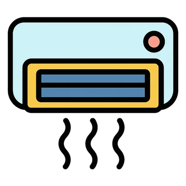 wall mounted air cooler, color outline icon style, minimal details sticker