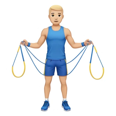 fit man with blue shorts resistance bands exercises sticker