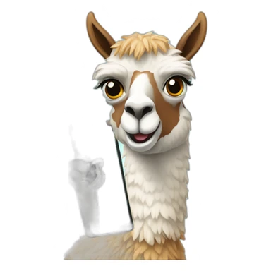 llama with mobile phone sticker