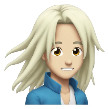 man with long blue hair aoba seragaki sticker