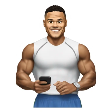 Jermaine Jenas at the gym sending a photo by text to a work colleague sticker