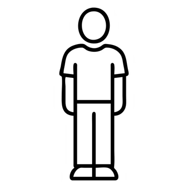 Outline icon of person in casual outfit, standing sticker