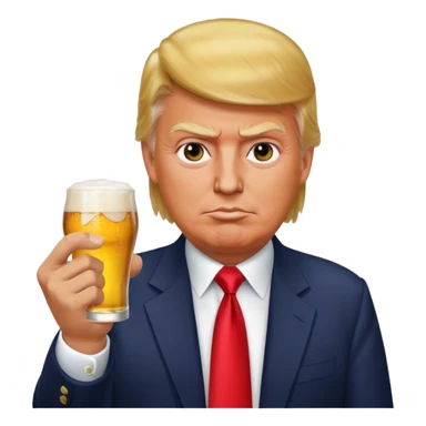 Donald trump holding up a middle finger with a Busch apple lite beer sticker