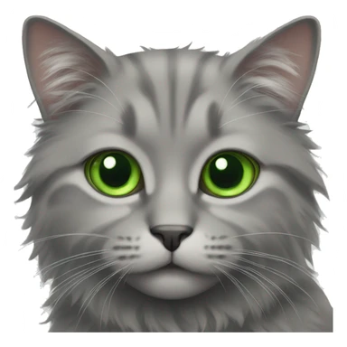 Grey fluffy cat green eyes  sticker