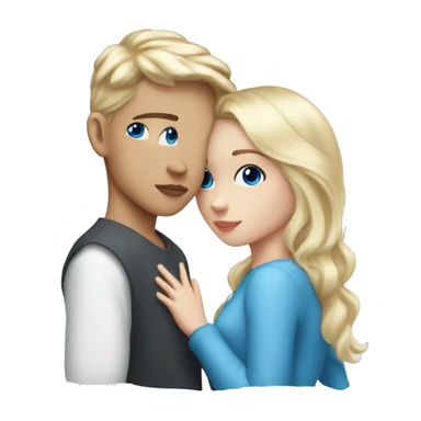 White blonde boy and white blonde girl with blue eyes, kissing ￼ sticker