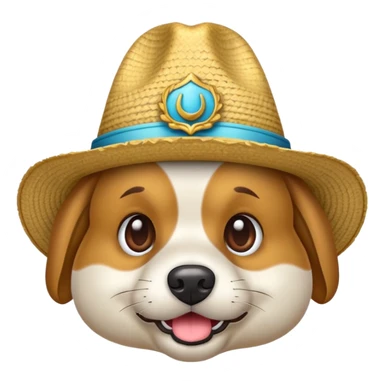 hazme un emoji de un perro con sombrero asombrado sticker