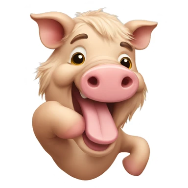 Long hairy pig with thumb Up sticker