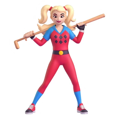 Harley Quinn holding a baseball bat sticker