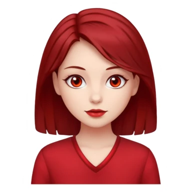 beautiful girl with dark red medium hair, red eyes and red clothes sticker