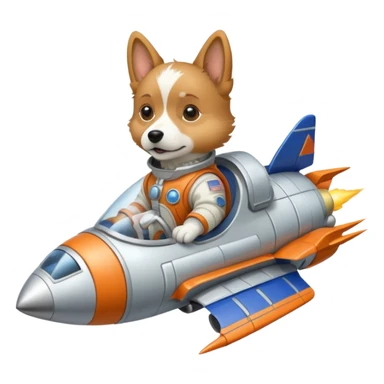 dog riding a rocket ship sticker
