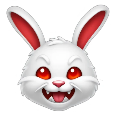 evil white rabbit with sharp fangs with red around mouth sticker